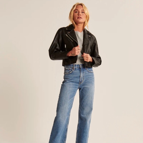 Abercrombie vegan leather wedge biker jacket - Picture 7 of 7